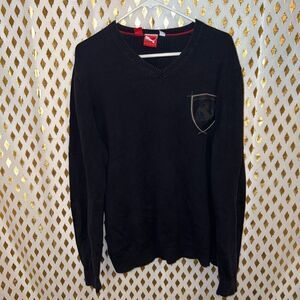 Ferrari x Puma Mens Scuderia Ferrari Sweater Long Sleeve Pullover v neck size XL